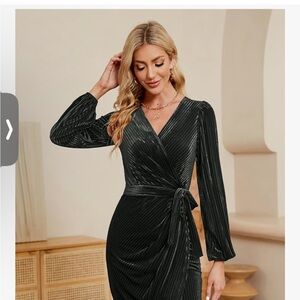 Chic Black Long Sleeve Wrap Dress